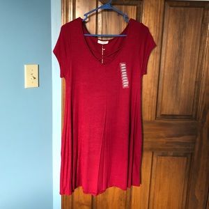 V-Neck Red/Garnet Dress